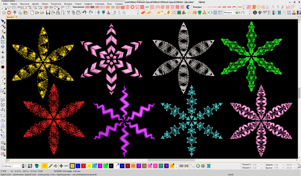 Эллипс, Формирование, Отразить, Столбец мотивов  Wilcom EmbroideryStudio e4.2